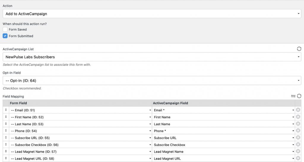 WS Form ActiveCampaign integration