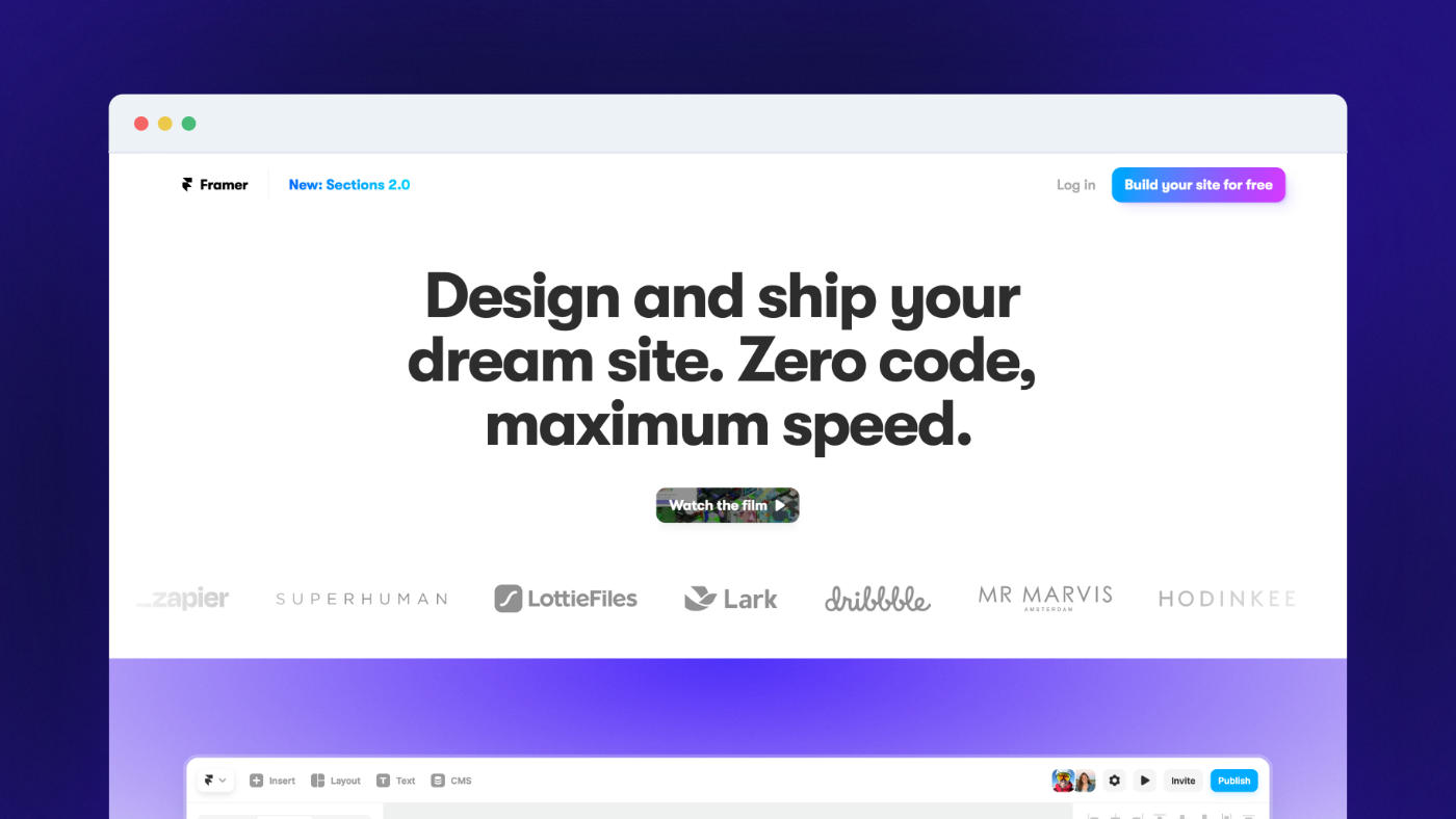 Framer homepage