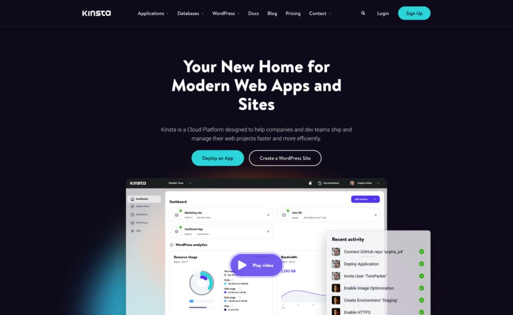 Kinsta homepage