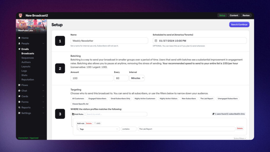 Set your broadcast settings