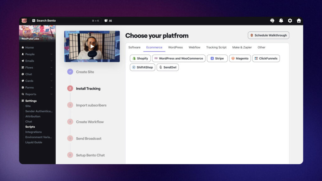 Bento onboarding screen