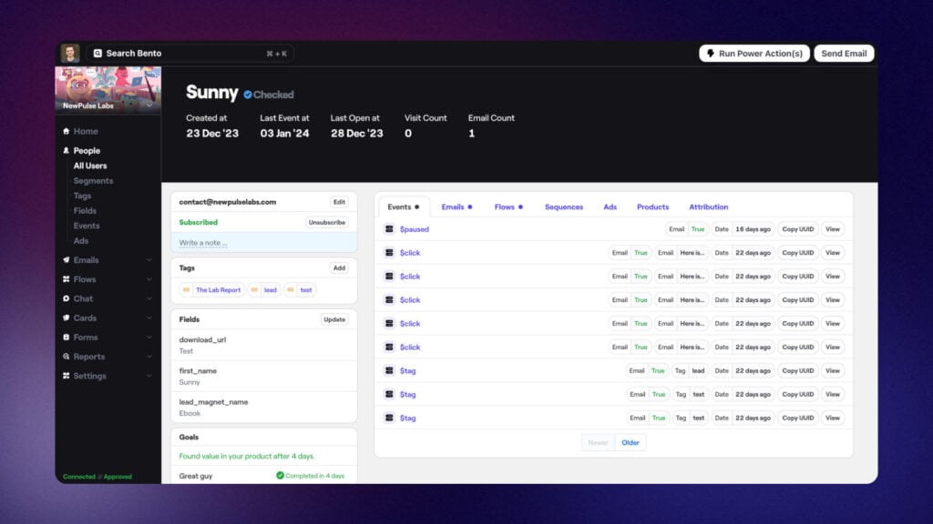An individual subscriber profile