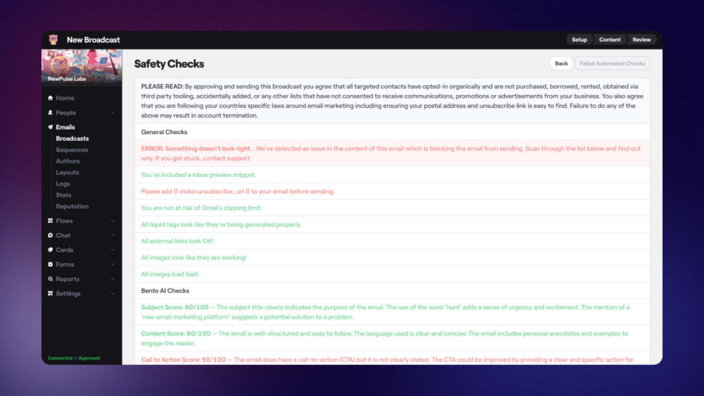 Bento's safety checks